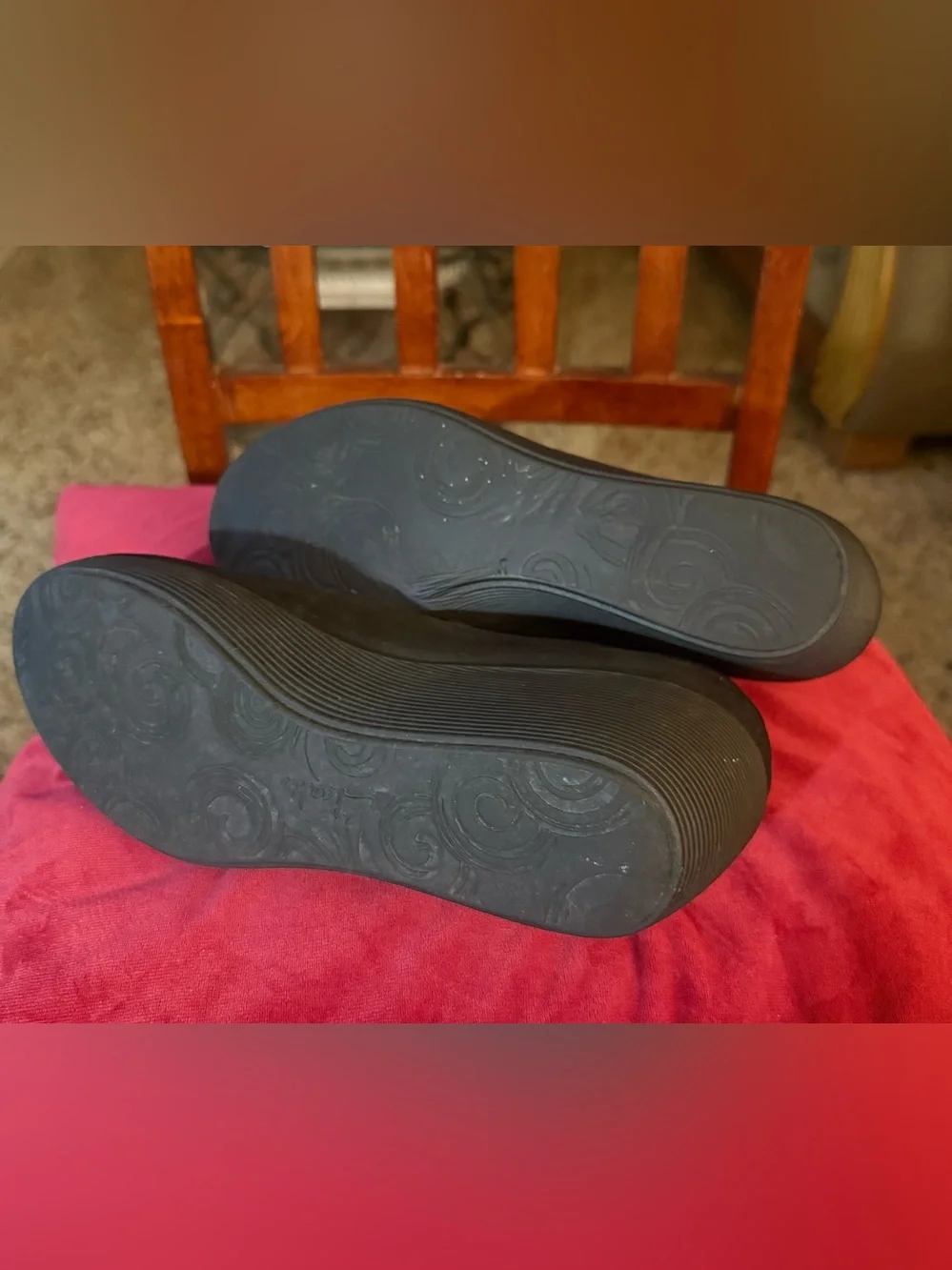 Clarks Black Nubuck Mary Jane Wedge Shoes Comfort Ankle Strap Women’s Size 9